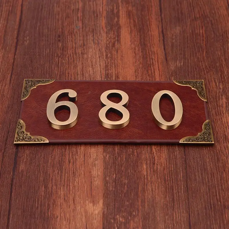 House Number Signs Vintage Bronze 3D 0-9 Number Sticker Metal Digital For Home and Hotel