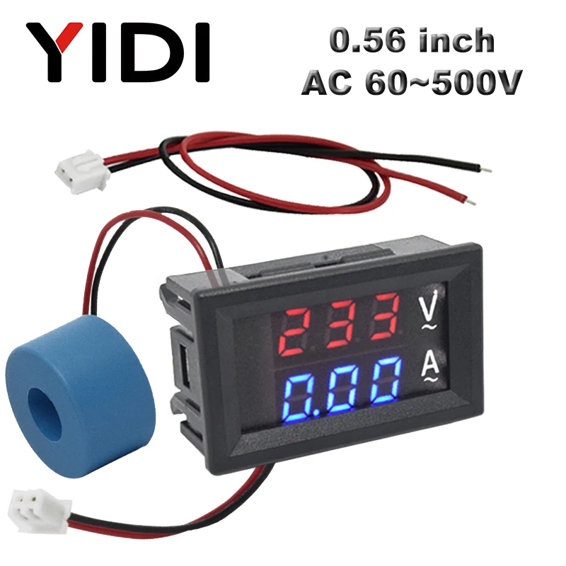 Digital LED Dual Display Voltmeter Ammeter Voltage Gauge Meter AC 60-500V AOE-ac 