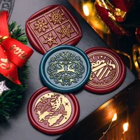 3D Relief Wax Seal Christmas Series Wax Seal Stamps Retro Santa Claus Snowflake DIY Festival Gift Wrapping Cards Scrapbooking 5