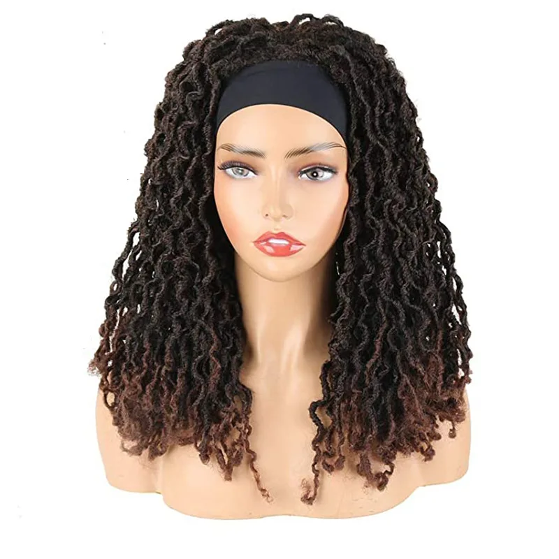 Faux Locs Synthetic Braided Headband Wigs Long Dreadlocks Goddess Nu Locs Curly Wig Freetress Twist Crochet Hair for Women