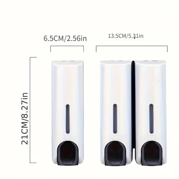 Alternative view of Wall-Mounted Hotel Soap Dispenser .Single and Double Headed 350ml Hand Soap Shampoo Dispenser Wall Mount Shower Liquid Dispensers Containers for Bathroom Washroom