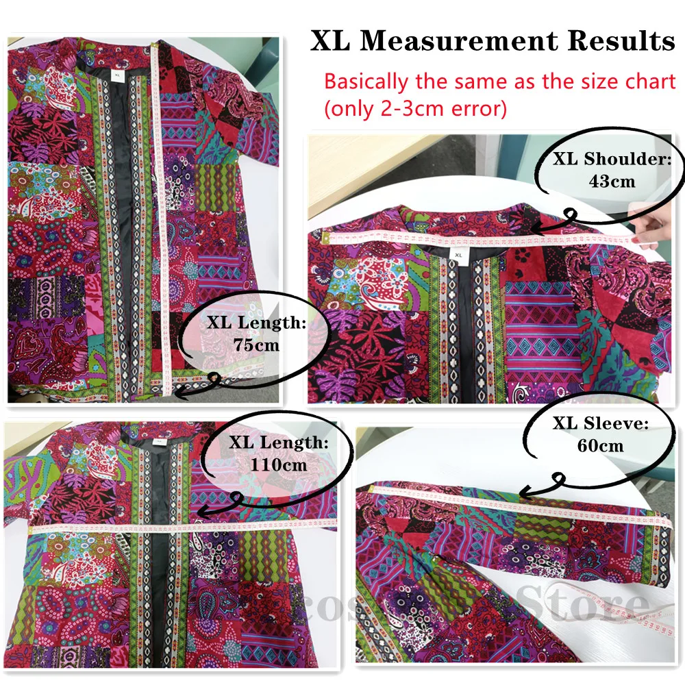 6XL Jacket Coat Women Fashion Summer Autumn Ethnic Floral Print Long Sleeve Loose Jacket Coat Cardigan Loose Outerwear Chic Top