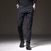 Spring Autumn Men's Casual Pants Business Fashion Elastic Waist Slim Fit Stretch Thick Gray Black Cotton Trousers Male 3