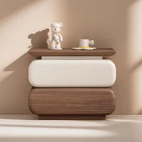 Cream Style Bedside Table Space Saving Design Trendy Simple Nightstands Storage Drawers Mesita De Noche Bedroom Furniture 5