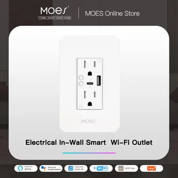 WiFi Smart Power Wall Socket with Type C And USB Dual Outlet Plug Power Outlets Support Alexa Google Home 1
