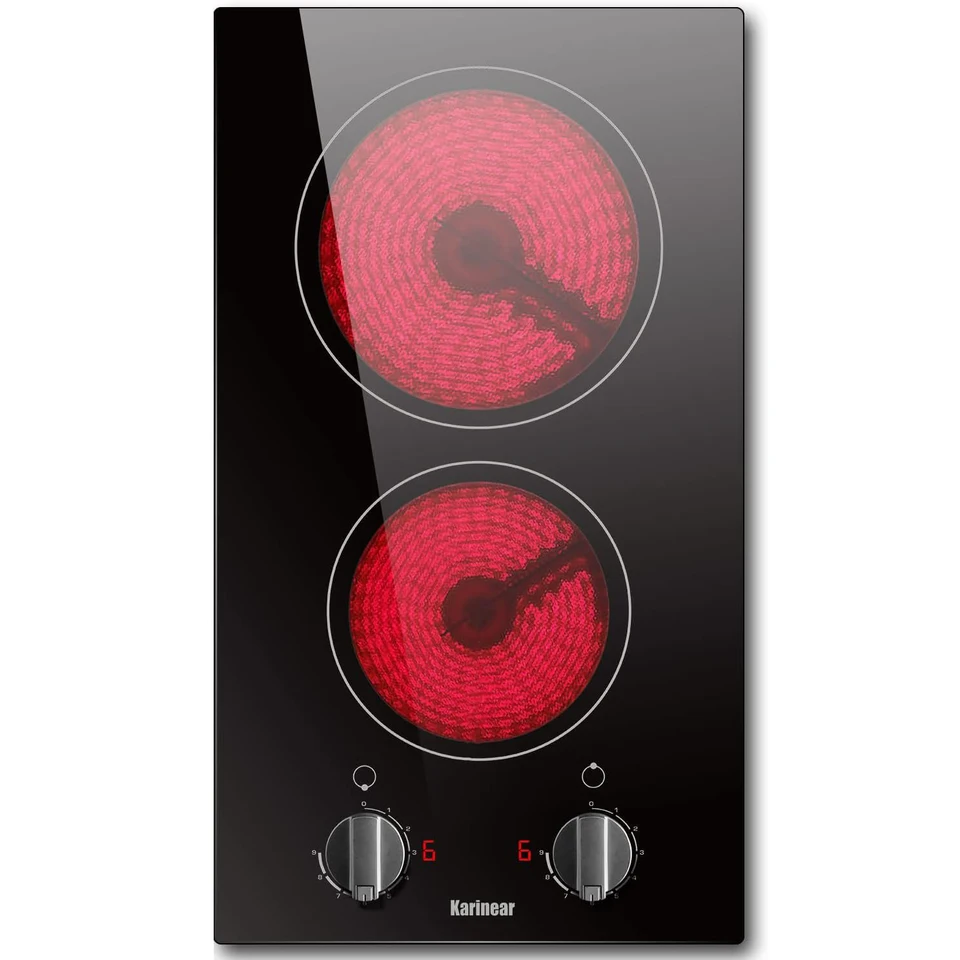 Karinear 2 Burner Electric Cooktop with Knobs Control
