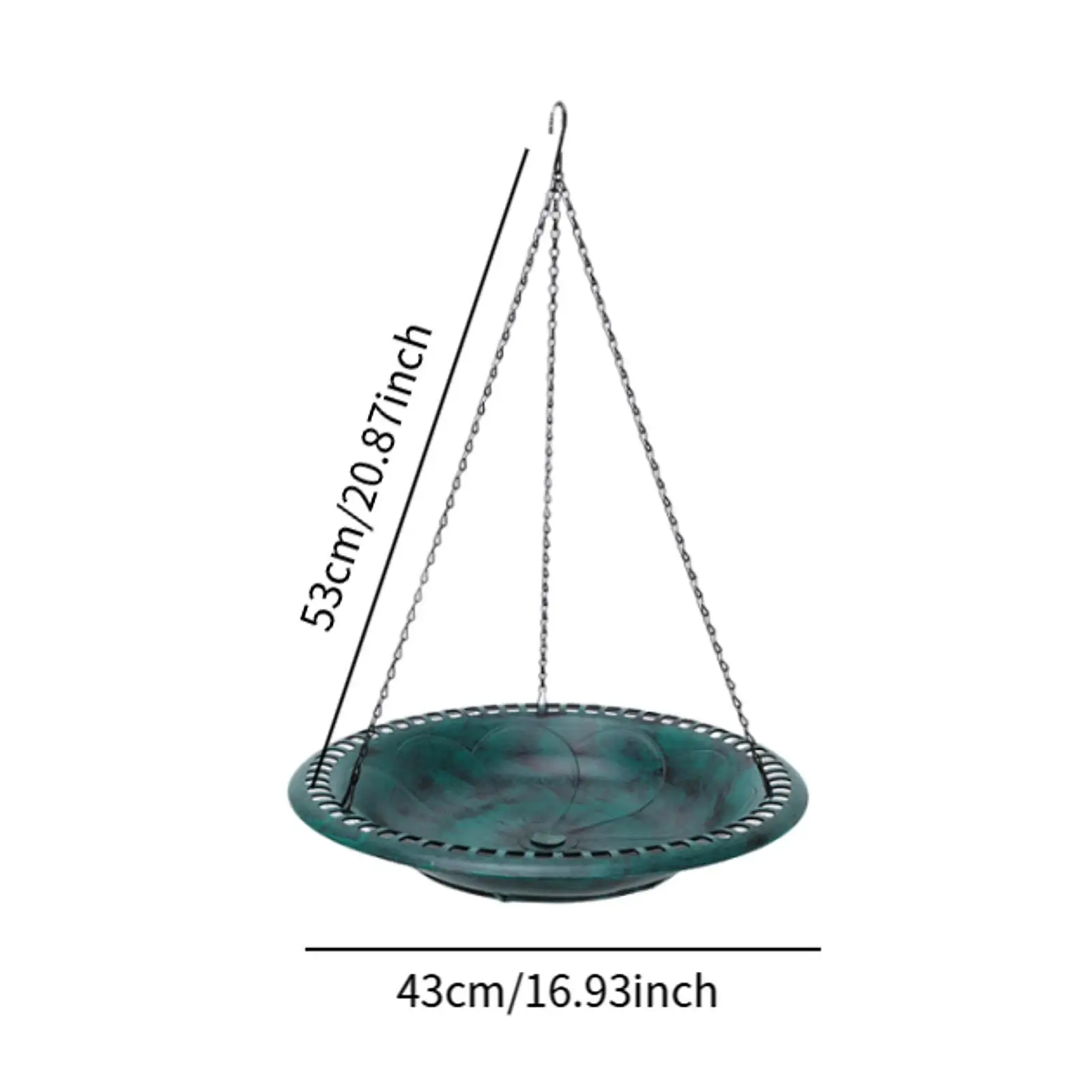 Hanging Bird Bath Bird Feeder for Patio Garden Water or Bird Seed Tray Lightweight Versatile Outdoor Bowl 43cm with 21inch Chain