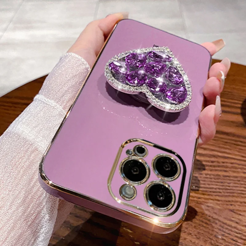 Plating Case For Samsung A34 A54 A53 A32 A33 A22 A13 4G 5G A12 A73 A25 A31 A21S A14 A52 Heart Diamond_voghion.com