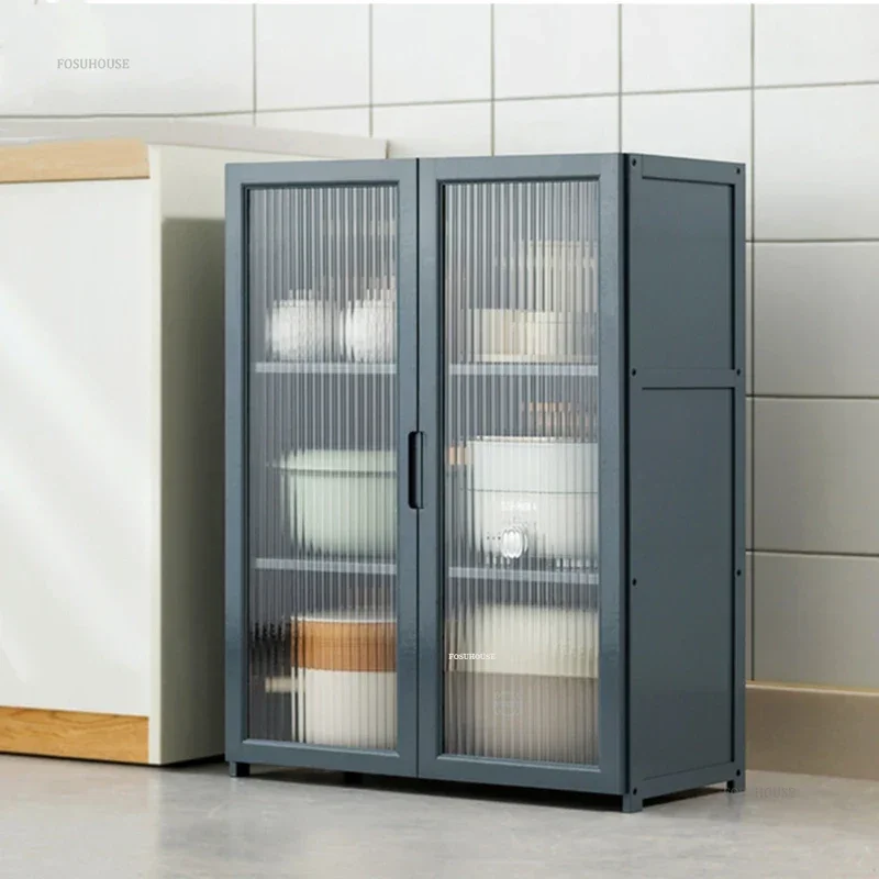 Multi-functional Kitchen Cabinets Household Storage Cabinet Nordic Minimalist Floor-standing Dish Microwave Pot Kitchen Cabinet 4