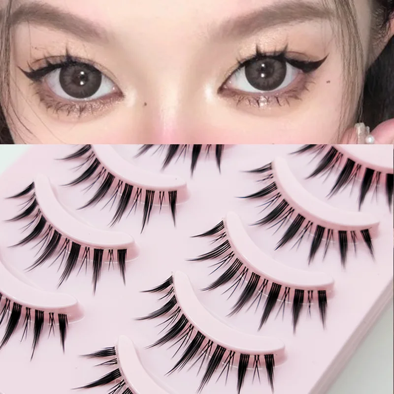5 Pairs Manga Faux Mink Anime Cosplay Lashes – Soft Korean Style Natural Look Strip Eyelashes 4
