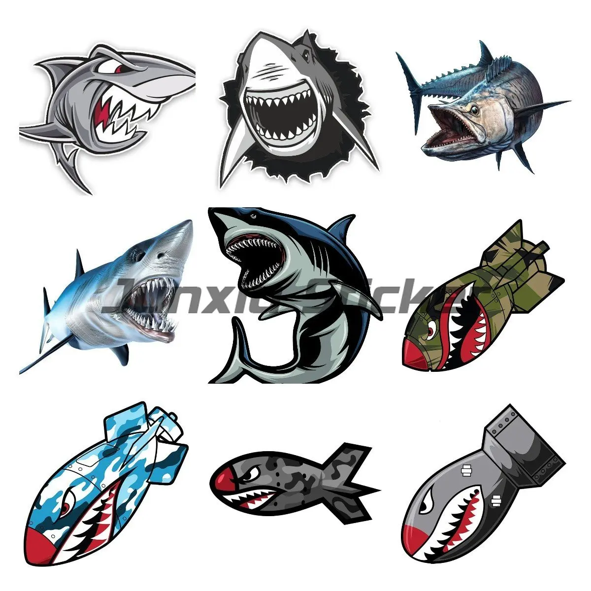 Bomb Flying Tiger Shark Mouth Decalcomanie Adesivi Per Auto In Vinile Paraurti Impermeabile Per Laptop Decorazione Divertente