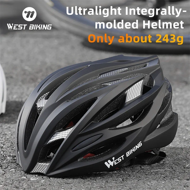 WEST BIKING Integrated Lightweight Bicycle Helmet MTB Road Bike Men Women Safety Helmet Racing Triathlon 7 Colors Cycling Helmet