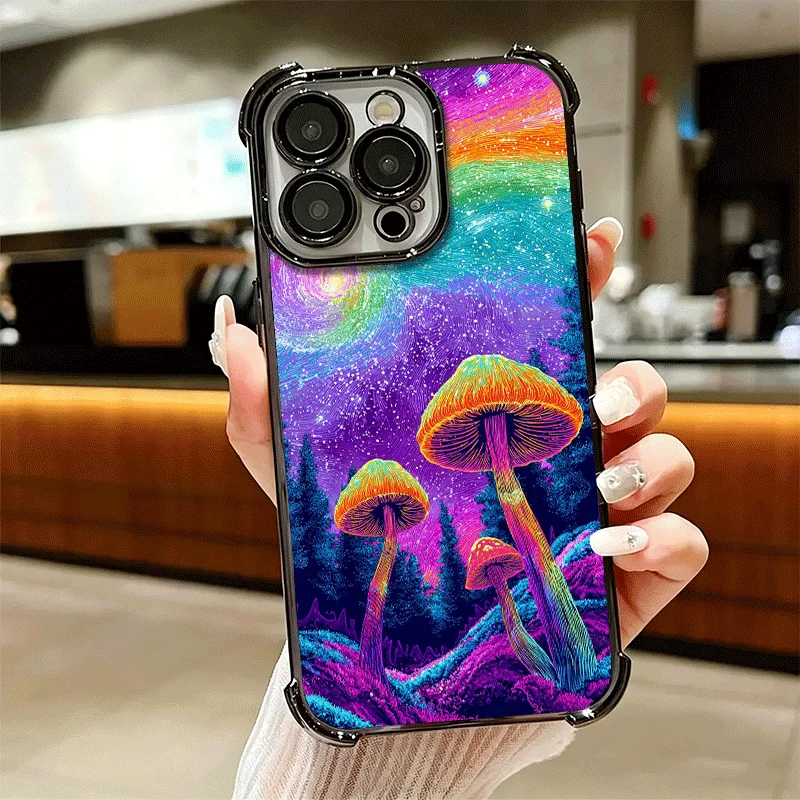 Psychedelic Mushroom Plating Anti-Fall Soft Phone Case