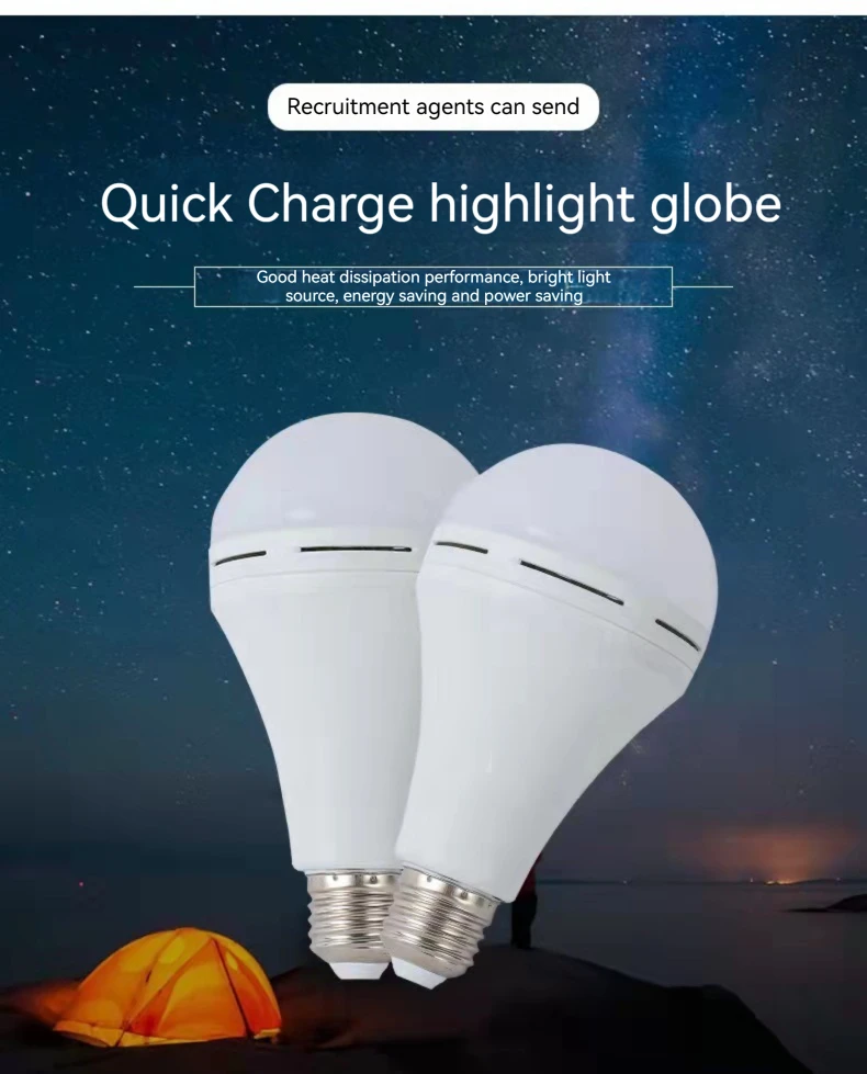 Emergency Light Bulb 7W/9W/12W/15W LED Handheld Charging Energy-Saving Household Power Failure Emergency