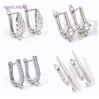 Trendy Brass Ear Wire Hooks 18K Gold Plated Inlaid Zircon Earring Clasps For DIY Handmade Earring Jewelry Making Accessories
