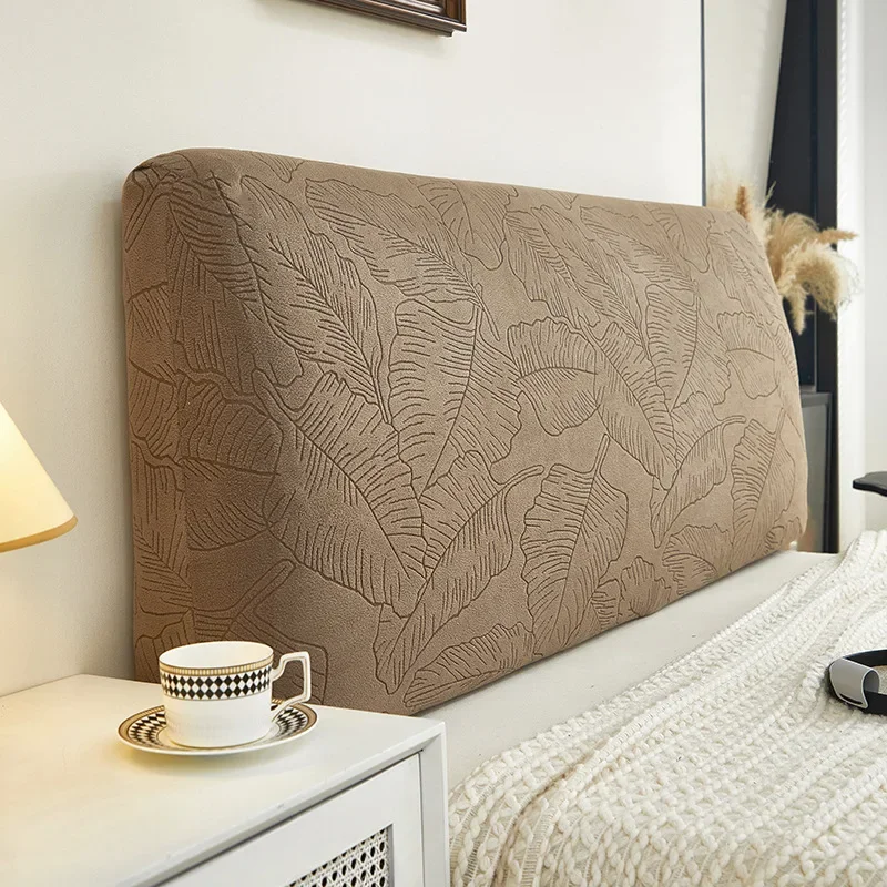 Leaves Jacquard Headboard Cover Luxury Soft Short Plush Bed Head Cover All-inclusive Bedside Protector Cover Slipcovers Bedroom 6