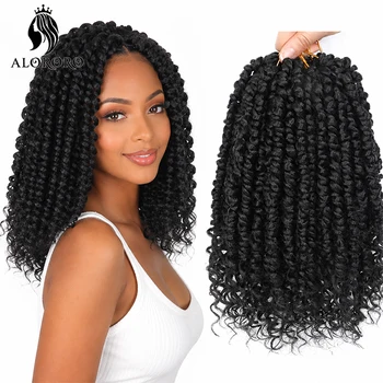 Extension per capelli sintetici Pre-twisted Passion Twist all'uncinetto, a doppio filo, effetto voluminoso, riccioli Ombre, stile Locs africani per donna