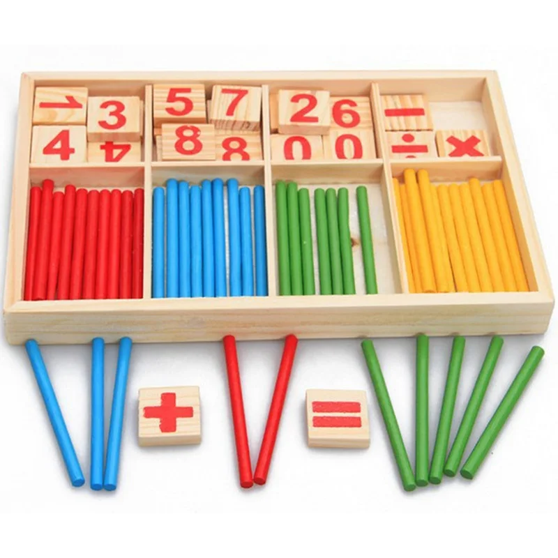 DIY Montessori Toys Math Number Wooden Blocks Counting Sticks Early Learning Educational Games Toys Gifts For Children Kids