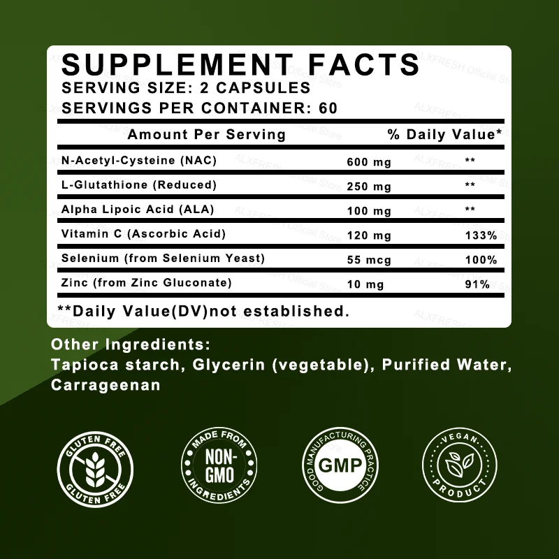 Premium NAC + Glutathione Complex Detox & Antioxidant Boost with Vitamin C | Liver Support, Immune System Health Supplement