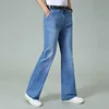 2024 New Men's Spring Autumn and Summer Thin Wide-Leg Jeans Business Casual Straight Pants Light and Dark Blue 4