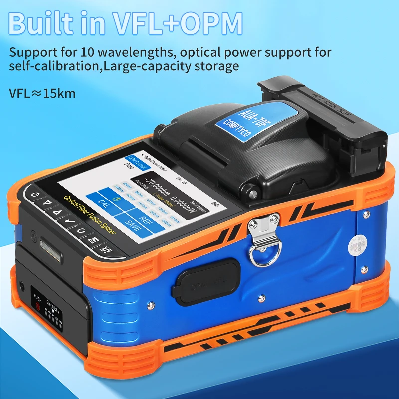 COMPTYCO AUA-70F Fiber Optic Fusion Splicer machine 6 Motors With VFL OPM and 10 languages Touch Screen