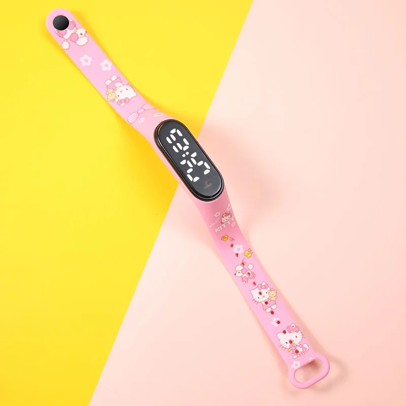 

Kawaii Sanrio Hello Kitty Led Digital Watch Anime Figure Printing Water Proof Anti-Fall Touch Wristband Child Birthday Gift