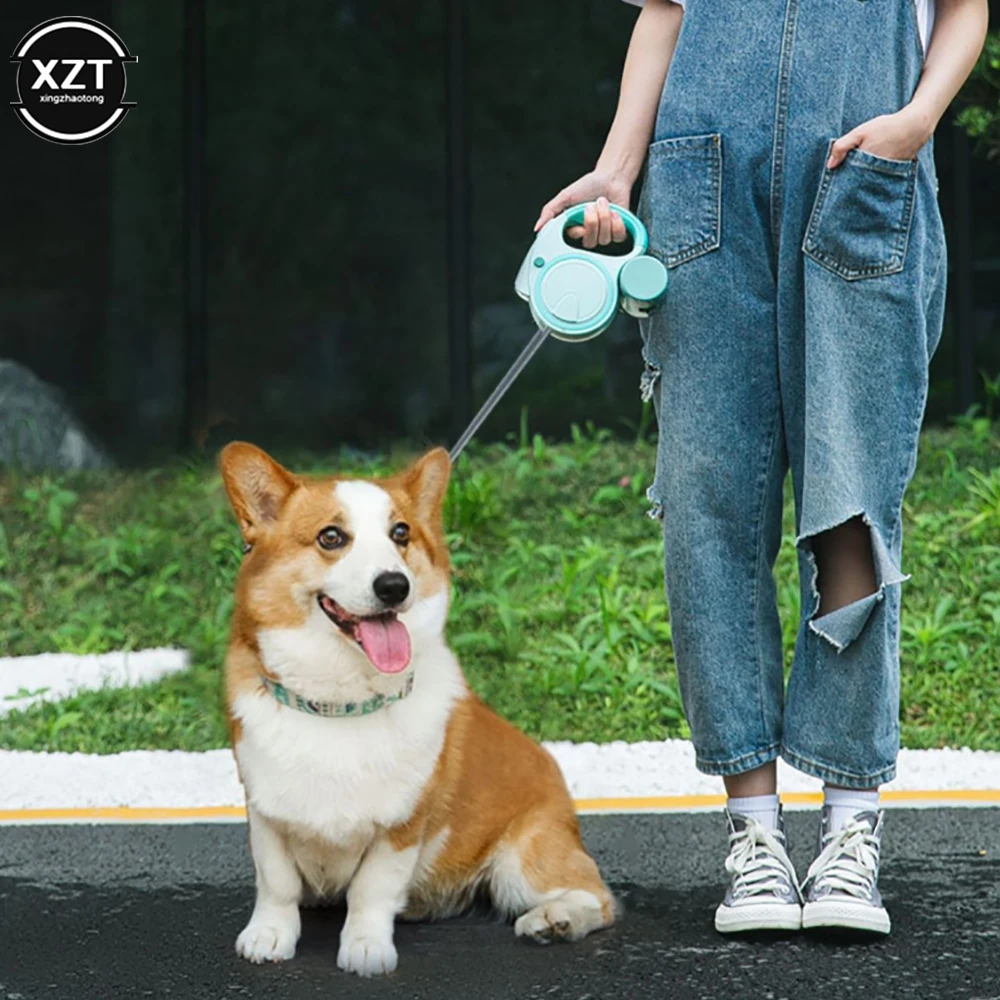 

5M/3M Dog Leash With Light and Garbage Bag Automatic Retractable Dog Pomeranian Corgi Dog Leash Cat Walking Rope Pet Supplies