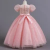 Shiny Toddler Little Big Girls Sequined Puff Sleeves Flower Girl Birthday Party Pageant Formal Evening Dress 3