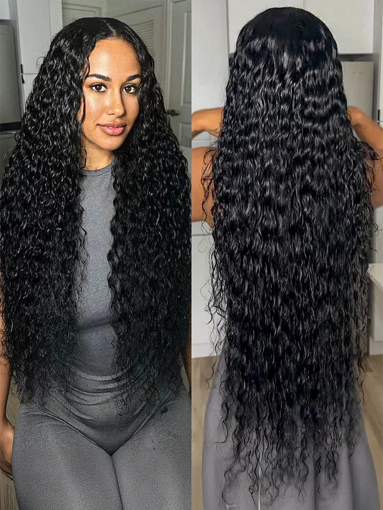 Human Hair Wigs 250 Density Deep Wave 100% Brazilian 13x6 HD Lace Frontal Curly Lace Closure Ready To Go Pre Plucked