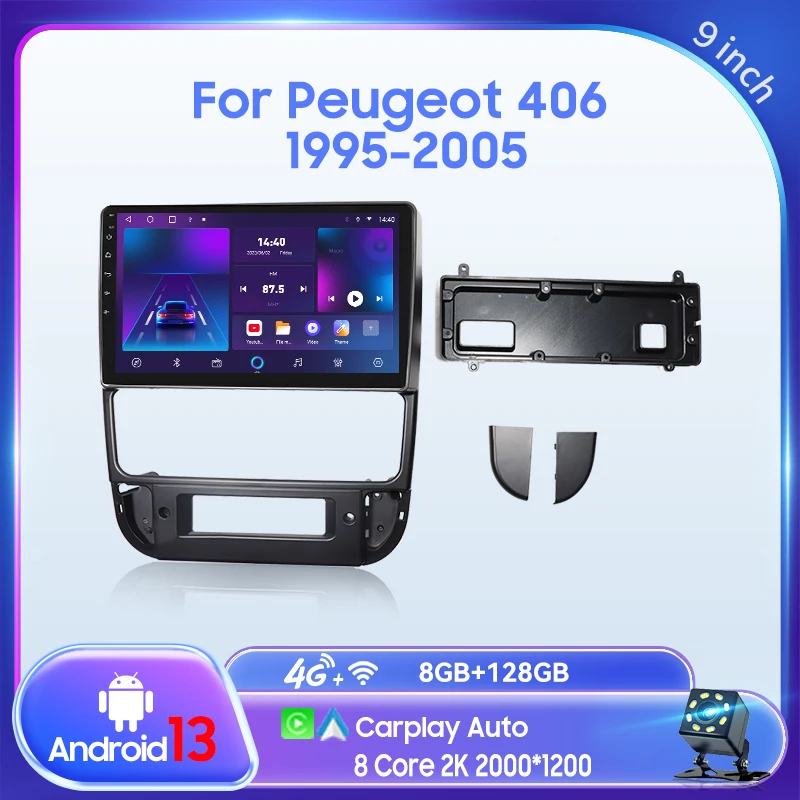 

QSZN For Peugeot 406 1995-2005 9 inch 2 din Android 13.0 Car Radio Multimedia Video Player GPS Navigation 4G Carplay Head unit
