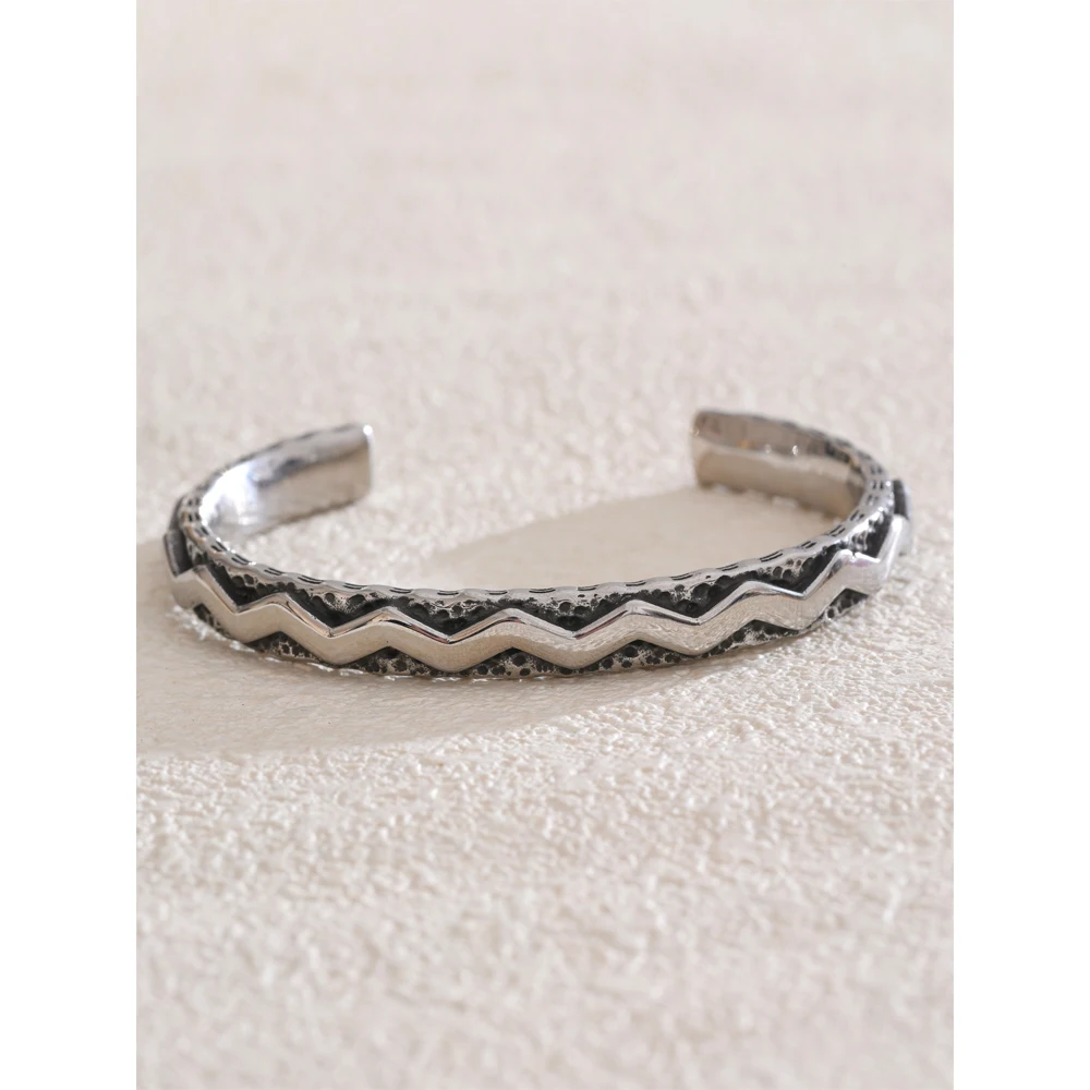 Yhpup 60mm Vintage Stainless Steel Men Bracelet