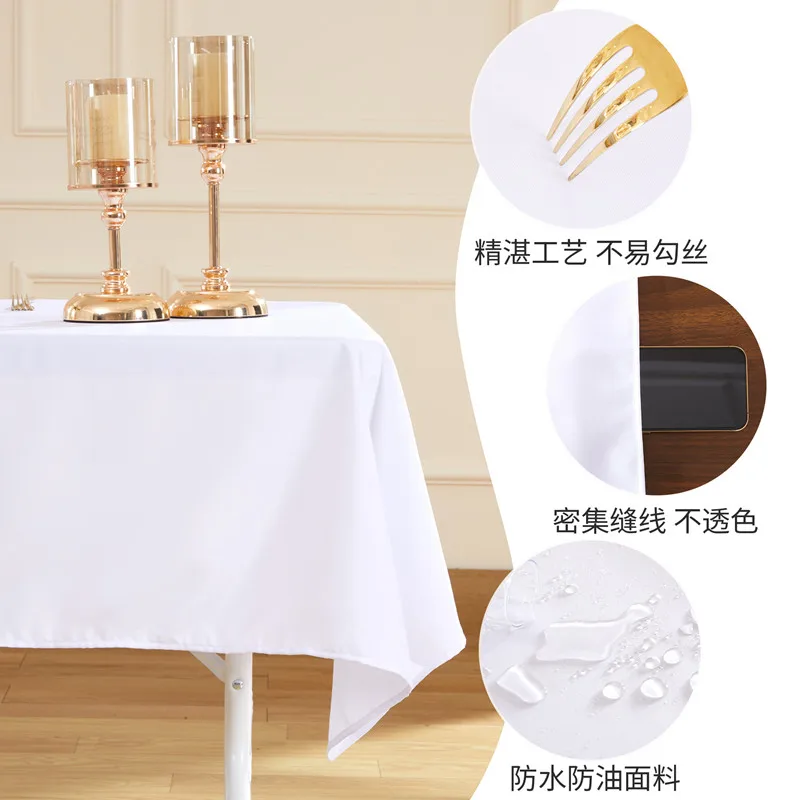 6FT White Tablecloth Coffee Table High-grade Waterproof and Oil-proof Hotel Wedding Birthday Party Rectangular Non-slip Cloth