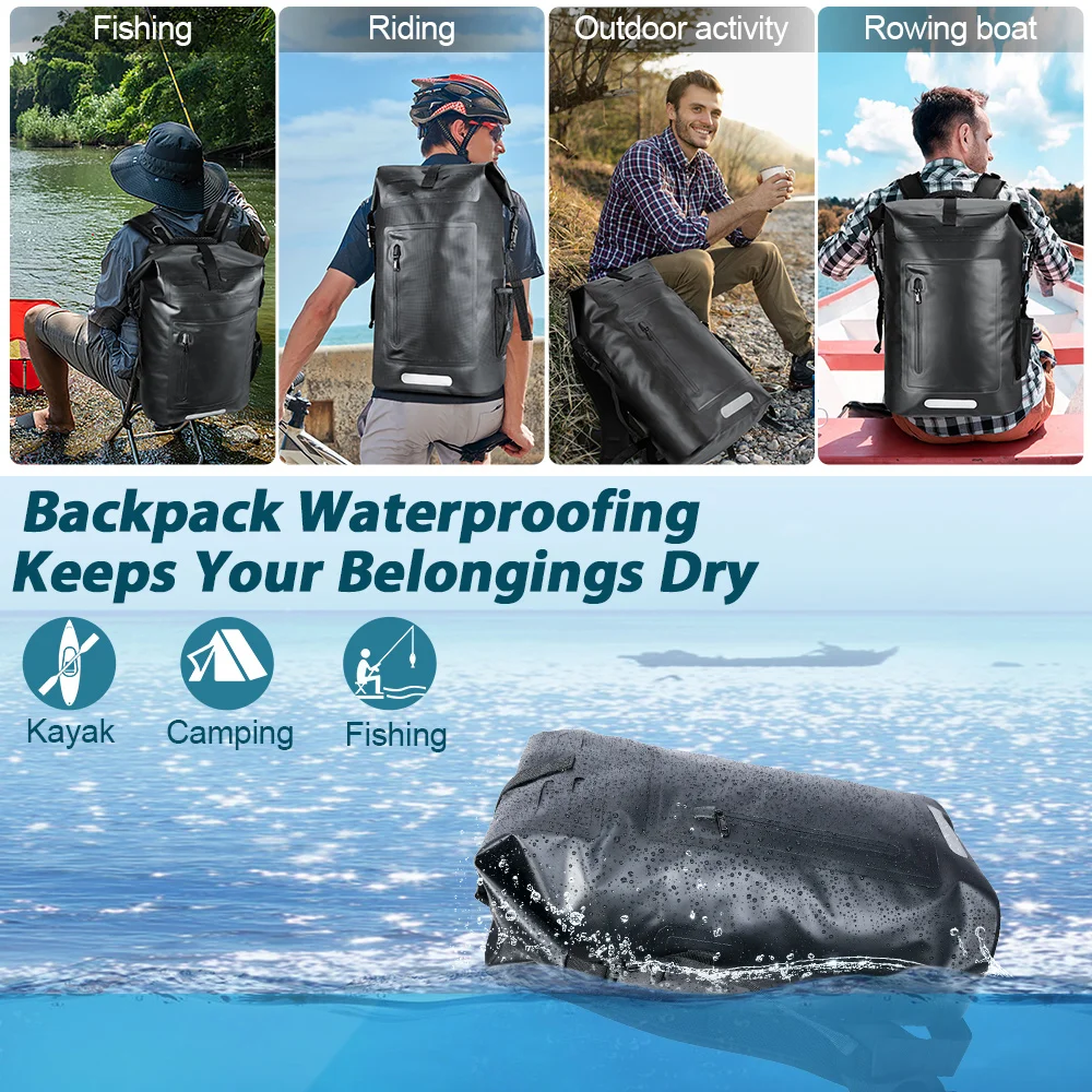 NEWBOLER Large Capacity Swimming Waterproof Backpack, Beach, Drifting, Surfing, Diving, Waterproof Backpack 35L Dry Pack 6