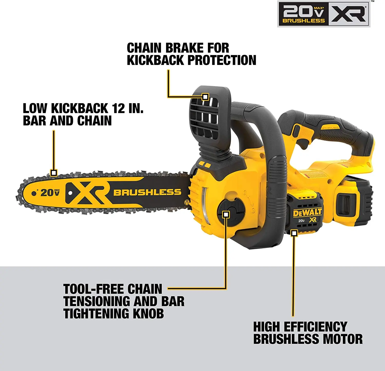 DEWALT 20V Brushless Cordless Compact Chainsaw | Power Tool