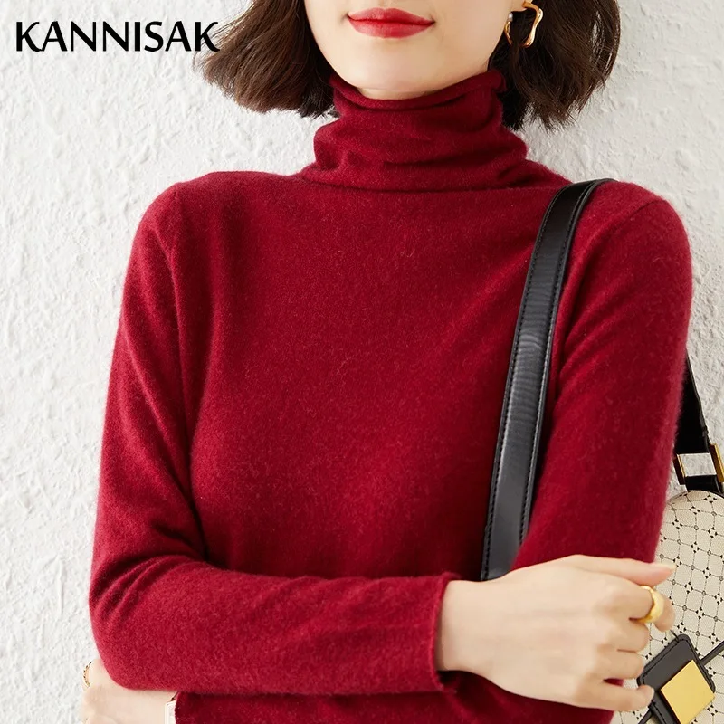 

Autumn Winter Women Sweater Turtleneck Slim Basic Pullovers Korean Fashion Korean Knit Tops Bottoming Stretch Warm Pull Jumpers
