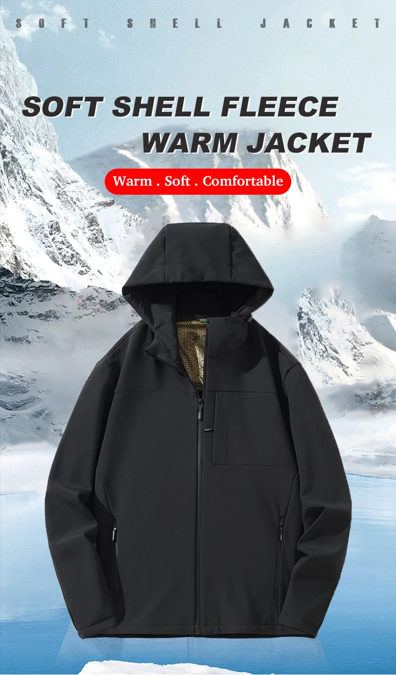 LNGXO Warme Winter-Fleecejacke für Herren, wasserdicht, winddicht, Softshell, Outdoor-Thermomantel für Wandern, Camping, Klettern, Skifahren – Detail 2