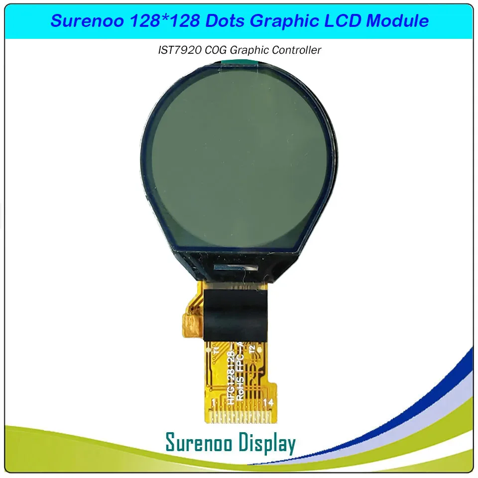 1.05" 128128 128*128 Round Circular Graphic Serial SPI COG Matrix LCD Module Display Screen build-in IST7920 Controller