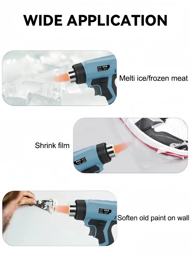 Portable Heat Gun Cordless Electric Heat Gun with 4 Nozzle For Makita/Dewalt/Milwaukee/Bosch/Black Decker 18V 20V Li-ion Battery 4