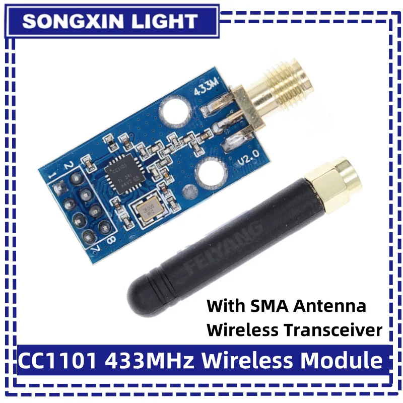 Module-8 CC1101 433 MHz Wireless mit SMA-Modul Antenne für Transceiver Verstärker Sound FM Lora Netzteil Spannungsregler – Detail 1