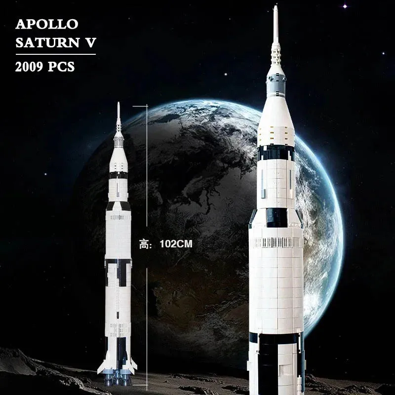 2009 Pz Apollo Saturn V Building Blocks Mattoni Modello Compleanno Regali Di Natale Giocattoli Compatibili 21309 92176 37003