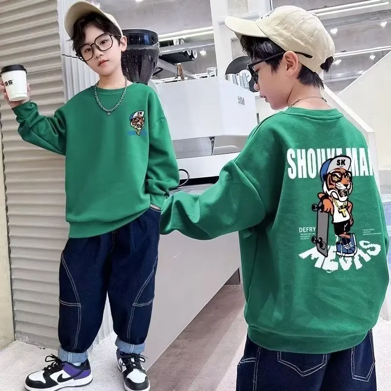 Boys' Spring and Autumn Style Mid sized Children's Autumn Top Boys' Bottom Shirt Fashionable kids sweater kids hoodie sweatshirts