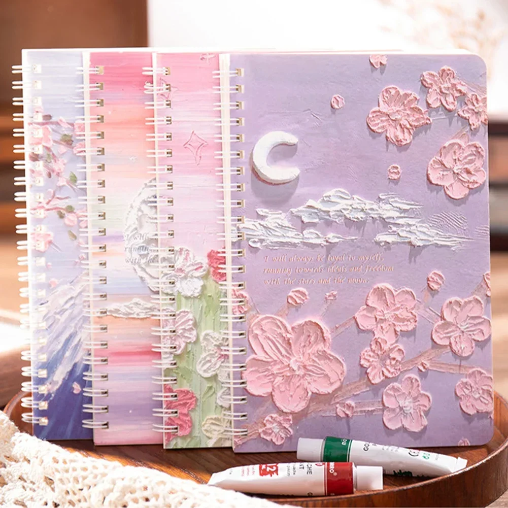 

60 Sheets A5 Notebook Oil Painting Landscape Series Spiral Notebook Random Color INS Style Coil Book Sketchbook Daily Diary Book