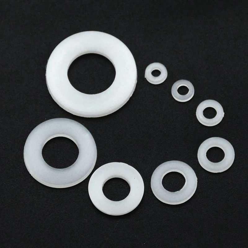 500Pcs White Nylon Flat Washer Gasket Set M2 M2.5 M3M4M5 M6 M8 M10 Plastic Sealing O-Rings Assortment Kit Fastener Spare Parts