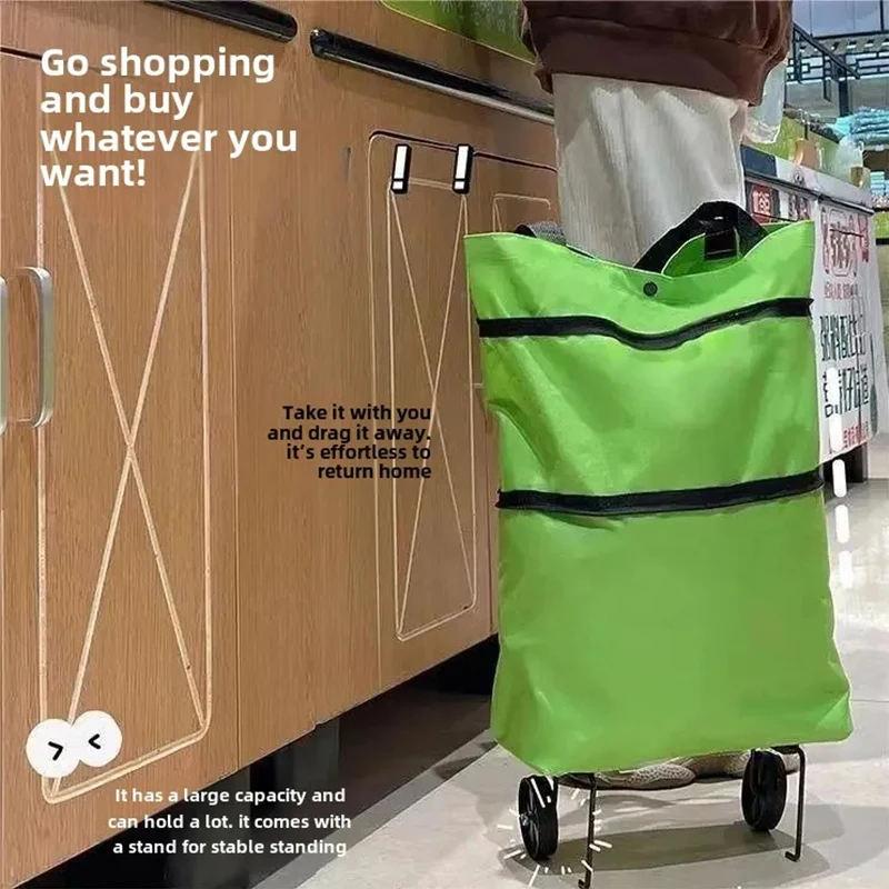 Foldable Shopping Trolley Bag With Wheels Large Reusable Cloth Hand Tote Bolsas Eco Fabric Supermarket Grocery Pull Cart Bag 6
