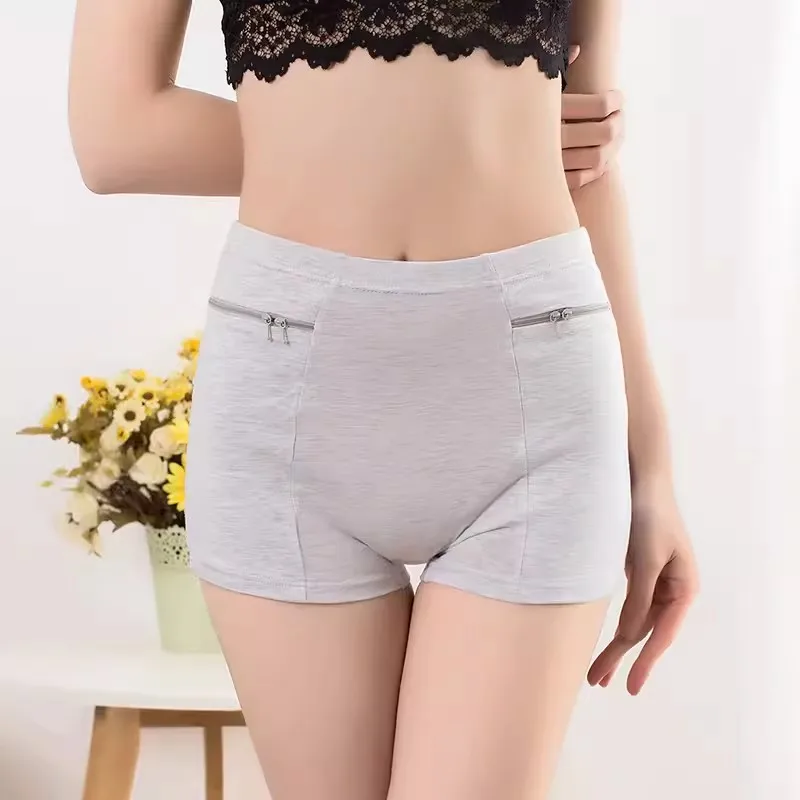 Description Picture 4 of itemWomen Safety Short Pants Soft Solid Shorts Boxer Summer Under Skirt Shorts With Zipper Pockets Femme Underwear Safety Shorts