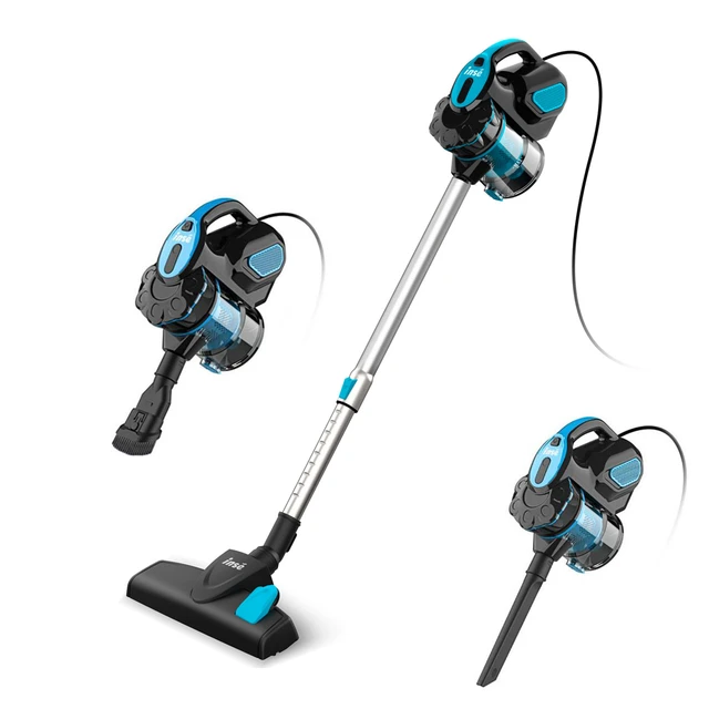 Aspirateur balai avec fil sans sac 2en1 600W Bleu/Noir - BLACK+