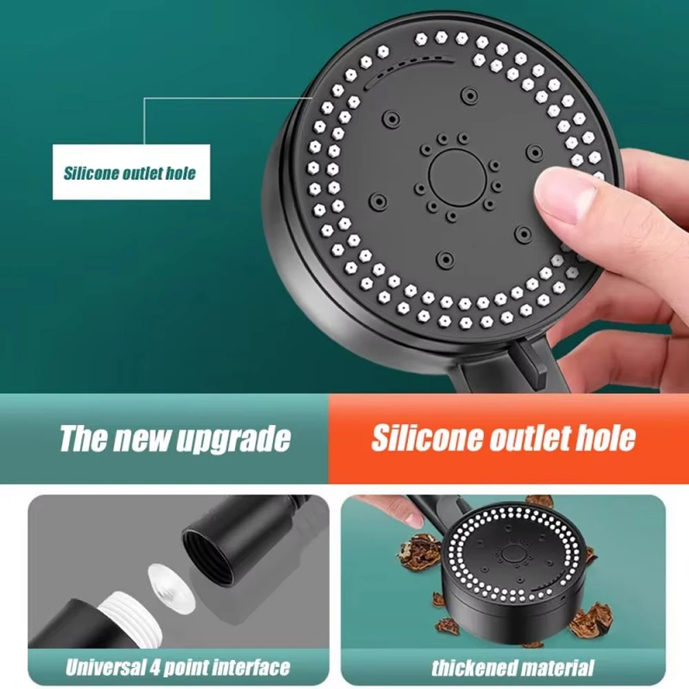 Shower Head 8 Mode Water Saving High Pressure With water stop switch Handheld Hangable Bathroom Accessories