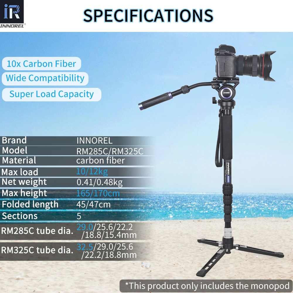 RM285C RM325C 5 Section profesyonel seyahat karbon Fiber ta nabilir Monopod DSLR kamera icin Mini Tripod taban ile durabiliriz AliExpress