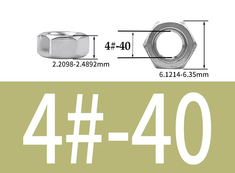 ЄС США Великобританія Шестигранна гайка 304 Нержавіюча сталь 4-40 6-32 8-32 10-24 12-24 1/4-20 3/4 дюйма Груба тонка різьба UNC Шестигранні гайки Гвинти Болт