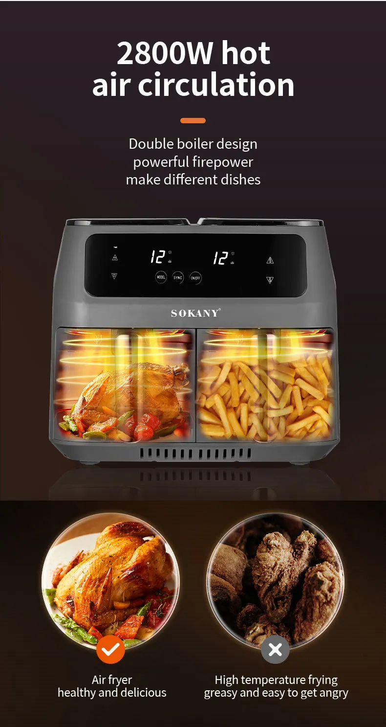 New Morphy Richards Air Fryer Multi-functional fully automatic home left  and right double compartment large capacity French frie